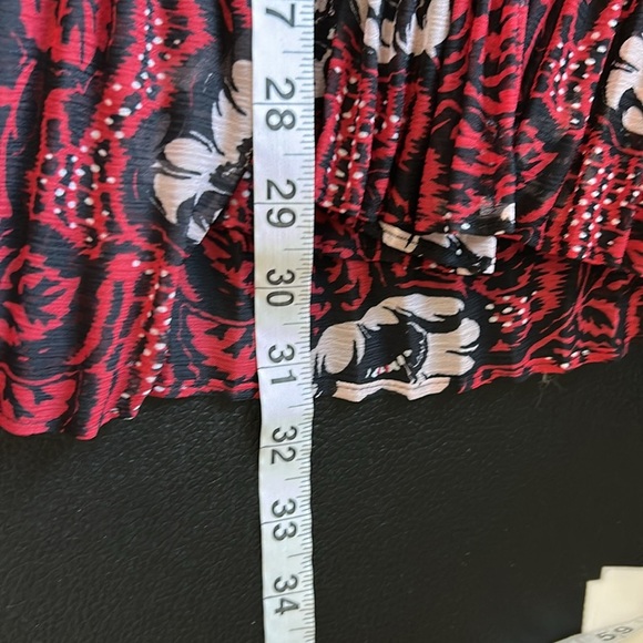 Ted Baker Ariello Pleated Dropped Waist Midi Skirt Lined Red Black Sz 2 US 6 - Picture 13 of 15